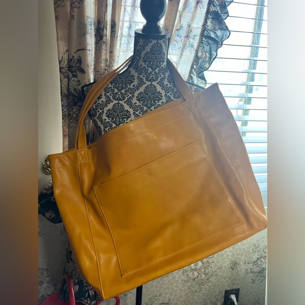 Large Women’s Yellow Tote Bag Work Bag Satchel Hobo Bag Single Snap Closure